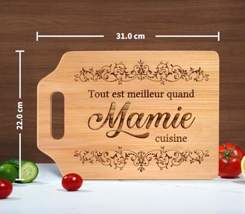 Cadeau Mamie, Cadeau Grand Mere Noel, Planche à Découper en Bambou Gravée, Cadeau Anniversaire Mamie, Idee Cadeau Mamie, Cadeau Grand Mere Cuisine, Cadeau Fete des Grand Mere Original