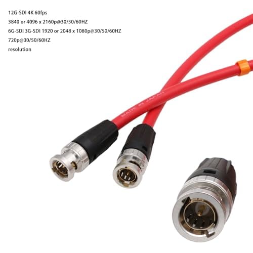 HangTon HT 12G 4K original SDI câble vidéo coaxial BNC à BNC canare LV - 61s 75 ohms pour moniteur d'appareil photo Flex Shield 3M rouge