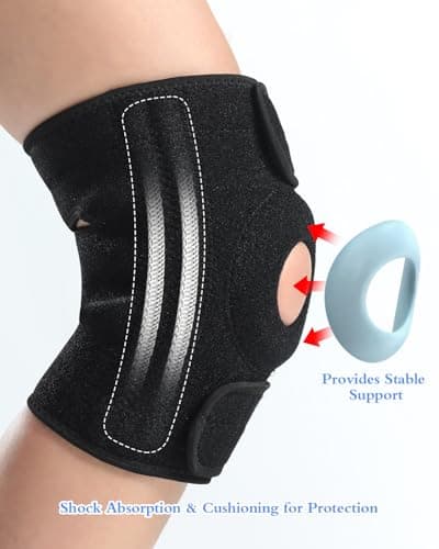 ABYON Genouillère pour Homme Femme avec Stabilisateurs Latéraux et Sangles Réglables, Support Rotulien Ouvert pour Tendinite, Déchirures du Ménisque, Soulagement des Douleurs Articulaires
