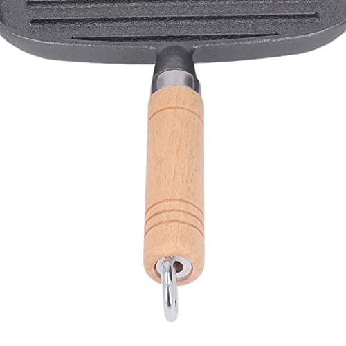Poele Fonte, Poêle à Griller En Fonte, Grill à Steak, Bâtons Quadrate En Fonte Steak Pan, Plaque De Cuisson Antiadhésive Poêles à Griller Avec Poignée En Grain De Bois, Pour Griller, Frire, Sauter