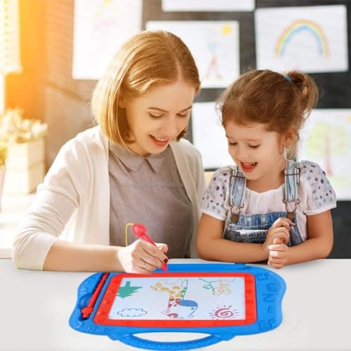 WMUVAZA Ardoise Magique Enfant, Ardoise Magique Effaçable et Colorée avec Stylo Magnétique, Tablette à Dessin Magnétique pour Enfants, Jouet Éducatif pour Garcon Fille, Bleu