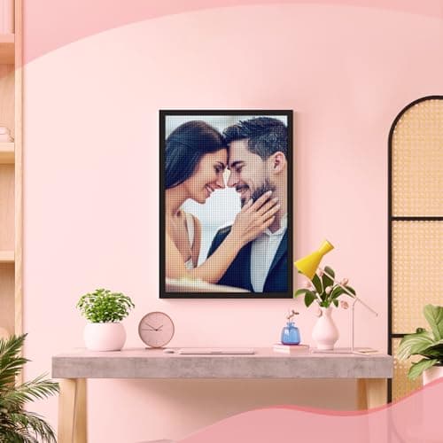 UM UPMALL Diamond Painting Personnalisé Photo - Custom 5D DIY Kits de Broderie Diamant, Full Drill Broderie Peinture Photos Art Artisanat Idées de Décoration Murale Cadeaux, Round Diamond 30x40cm