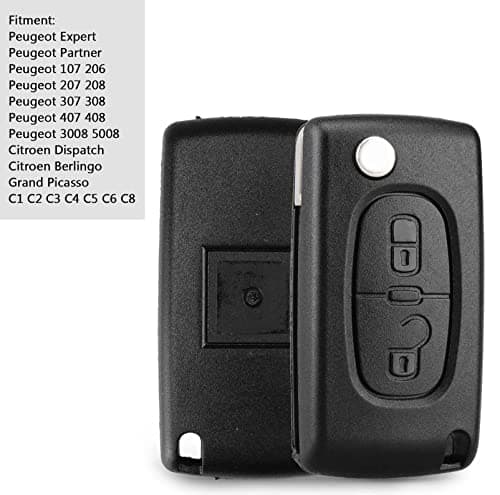 HooRLZ Coque Clé C-itroën C3, Compatible pour C-itroën C2 C3 Picasso C4 C6 C8, Peugeot 207 307 308 407 3008 5008, Boitier Clé C3, TéLéCommande C3, Clef 207 Peugeot - 2 Boutons, CE0523