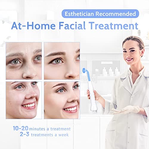 Yofuly Appareil Haute Fréquence avec 4 Bleu, Haute Fréquence Portable Visage Baguette, Outils de Beauté Facialepour Réduire Les Rides, Les Yeux Gonflés, Les Cernes, La Perte de Cheveux