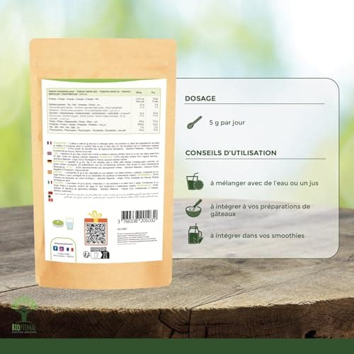 Spiruline Bleue Bio - Bioptimal - En Poudre - 30% Phycocyanine Blue 80% Protéines - Colorant Alimentaire Bleu Intense - Cuisine Recette - Contrôlé et Conditionné en France - Certifié Par Ecocert - 50g