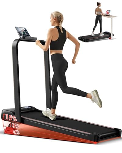 UMAY Tapis de Course Pliable Inclinable 15%, Tapis de Marche Inclinable 6 en 1 avec Moteur Silencieux, Walking Pad Charge Max 136KG