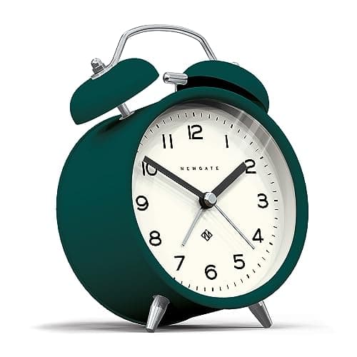 NEWGATE ® Charlie Bell Echo Alarm - Petit Réveil de Chevet Contemporain - Accessoires de Chambre - Réveils - Accessoires de Bureau - Horloge de Chevet - Chiffres Arabes (Vert Éden)
