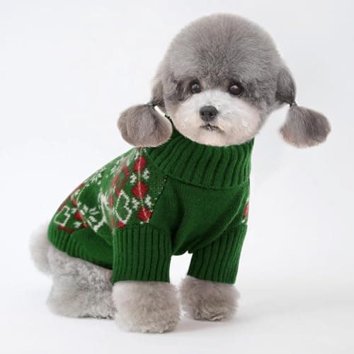 KONVINIT Pull Noel Chien,Hiver Tricot Pull de Noël pour Animaux de Compagnie à Col Roulé Pull-Overs pour Chiens,pour Petit Moyen Grand Chien Chiot