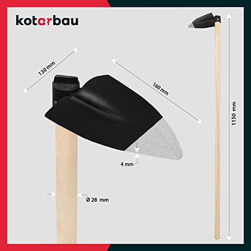 KOTARBAU® Binette 138 x 110 mm Cœur Houe en Acier avec Manche en Bois 110 cm Accessoire de Jardin Outil de Jardinage Accessoires de Plantation