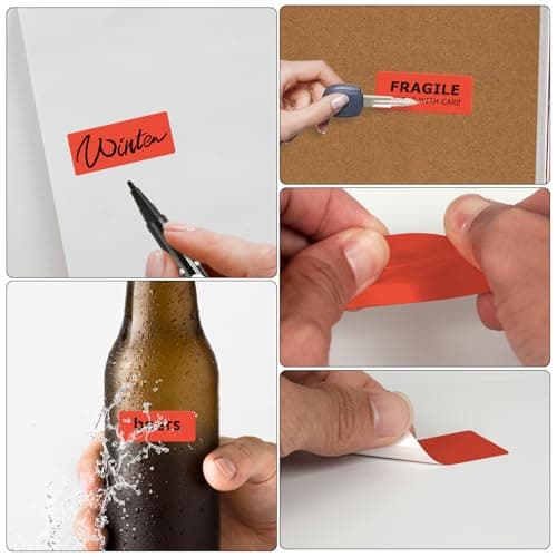 FINDAT Rouge Étiquette Thermique 50 X 25 mm Rouleau Vinyle Autocollant Étiquette d'imprimante Rectangulaire Imperméable pour le Bureau DIY Design Code à Barres ExpéDition 500 PièCes