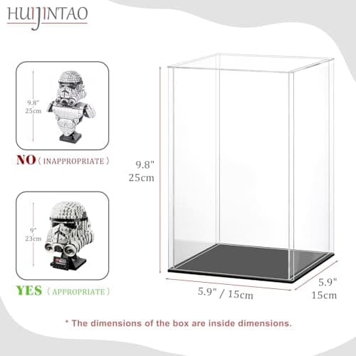 Huijintao Vitrine Acrylique, Vitrine Exposition Transparent, Vitrine Figurine, Vitrine pour Collection, vitrine Voiture Miniature pour Figurines, Jouets, Objets de Collection, Noir (15x15x25 cm)