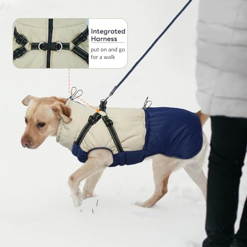 Hjumarayan Manteau Chien - Manteaux d'hiver pour Chiens Manteau Imperméable Chien Veste Chien, Manteau Chien avec Harnais Manteau Chien Petite Taille Manteau Yorkshire Jack Russel, Bleu Marine M