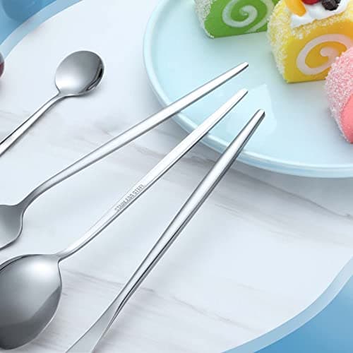 Couverts de table pour 6 personnes, Pleafind 24 pièces couverts en argent, set couverts de table, couverts inox avec couteau, fourchette, cuillère, passe au lave-vaisselle et poli miroir