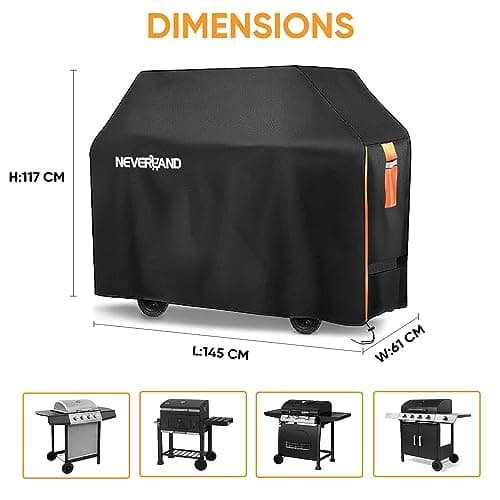 Housse de Protection pour Barbecue 145x61x117CM BBQ Couverture de Gril Imperméable Bâche Barbecue Noir