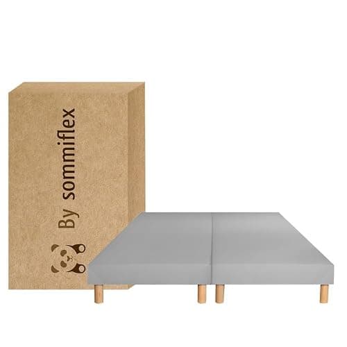 by sommiflex SOMMIER TAPISSIER Gris 80x200X2cm (160X200)|Fabrication Francaise Artisanale|Pieds Offert|Hauteur avec Pieds 27CM