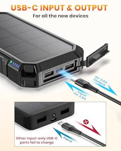 Riapow Chargeur Solaire 26800mah, Batterie Externe sans Fil 3 Sorties USB C Charge Rapide Qi Chargeur Portable Solaire avec Lampe de Poche LED pour Smartphones, Tablette et Camping (Noir)