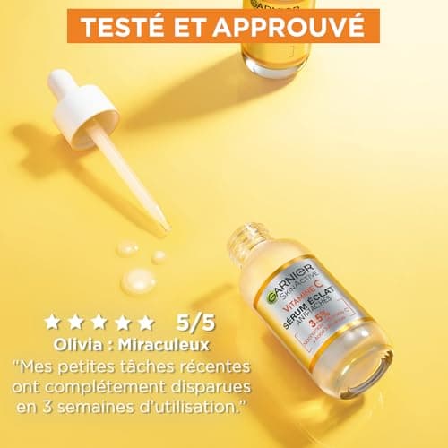 GARNIER Skin Active - Sérum Éclat - Anti-Tache Brunes - Soin Visage Enrichi En Vitamine C, Acide Salicylique &Niacinamide - Tous Types de Peaux - Vegan & Cruelty Free - 30 ml
