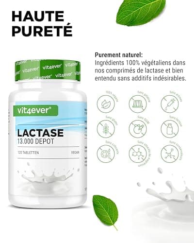 Lactase 13.000 Depot - 120 comprimés à libération prolongée (Sepismart® Slow Release) - Hautement dosé avec 13.000 unités FCC - En cas d'intolérance au lactose + intolérance au lait