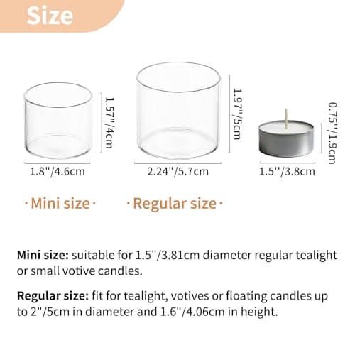 NUPTIO Porte-Bougies À Réchaud en Verre: 12 Mini Porte-Bougies À Réchaud Bougies Flottantes en Cristal Décoration Table Lors de Mariages en Plein Air de Fêtes de Fin D'année 4 cm & 5 cm Hauteur