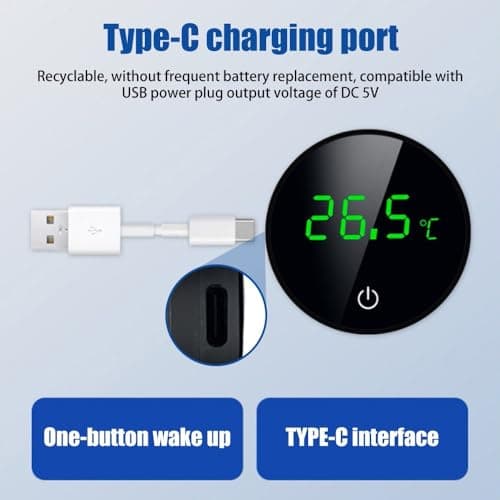 Thermomètre Numérique pour Aquarium,Thermomètre Sans Fil À Coller USB LED avec Boutons Tactiles °C/°F pour Poisson,Tortue Ou Mesure de la Température Aquatique