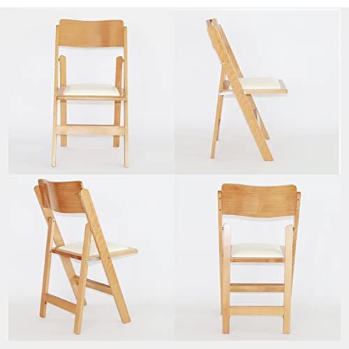 KAIHAOWIN Chaise Pliante en Bois, Chaise de Jardin avec Siège en PU Coussin, Chaise en Bois Naturel en Hêtre Naturel, Chaise Pliante en Bois pour Jardin, Balcon, Camping, Intérieur ou Extérieur