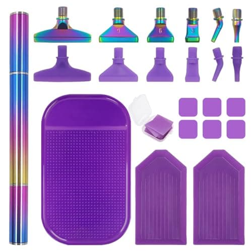 AIFUDA Lot de 22 stylos de peinture diamant 5D avec 12 embouts filetés pour loisirs créatifs