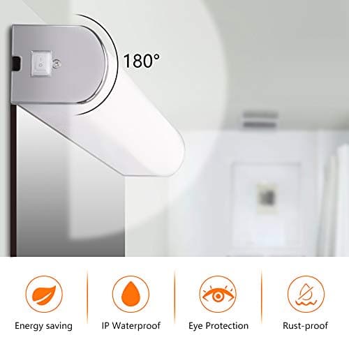ENUOTEK Lampe de Meuble Applique Murale Miroir de Salle de Bain LED 15W avec Interrupteur IP44 Etanche 230V Haute Luminosité 1400Lm Blanc Neutre Éclairage 4000K Pas Dimmable