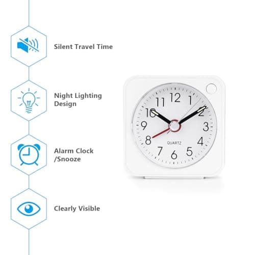 Vicloon Mini Réveils,Réveil Matin à Piles Réveil Enfant with Snooze and Light Reveil Matin à Piles Silencieux sans Tic-tac Réveil Doux pour Maison,Chambre à Coucher,Bureau