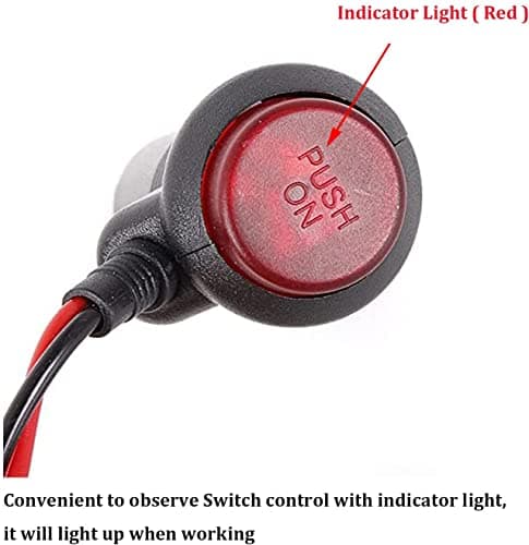 Heart Horse Lot de 2 Prises Allume Cigare Mâle pour Moto Voiture avec Bouton de Commutation Indicateur Lumineux Câble de Raccordement de 3M 5A 12V 24V