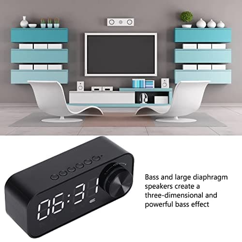 Radio-réveil, Haut-Parleur Bluetooth Multifonctionnel, Haut-Parleur D'horloge, Radio-réveil Portable avec LED, Haut-Parleur Bluetooth pour Bureau de Chambre(Le Noir)
