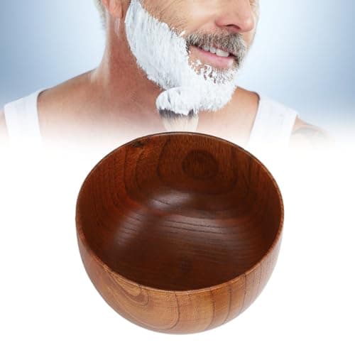 Sonew Bol de Rasage en Bois, Tasse de Savon à Large Bouche, Bol de Crème Moussante pour Barbe, Outil de Nettoyage du Visage pour Hommes et Pères