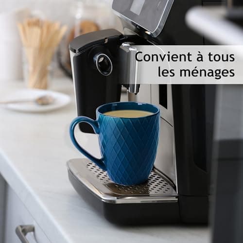 MIAMIO - 6 x 400 ml - Set de tasses à café/tasse - Tasse en céramique moderne Matt - Tasse à café grande taille - Collection Palmanova (Bleu)