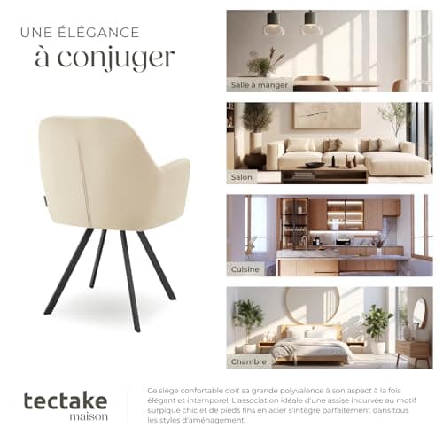 TecTake® Chaise pivotante de Salle à Manger Moderne Fauteuil Salon Chaise Ergonomique Rembourrée Confortable Chaise Design Meuble Salon pour Salle à Manger, Salon, Coiffeuse, Chambre, Cuisine