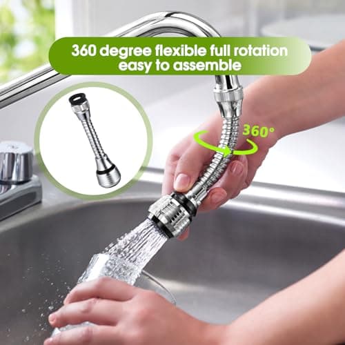 SIGANDG Peut Pivoter De 360 Degrés Economiseur D'eau Pour Robinet Douchette Robinet Cuisine Extension Mousseur Robinet Mit Adapter,Avec adaptateur, adapté à divers robinets(2 Pièces)