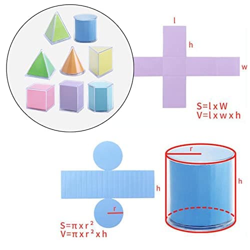 MagiDeal 8Pcs Blocs de Formes Géométriques Transparente, Jouet Forme Mathématiques des Montessori Kit Pédagogique pour Enfant, Tout-Petits