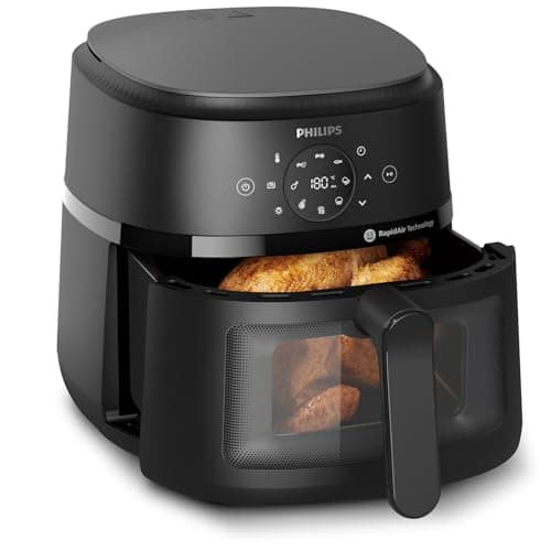 Philips 2000 Series Airfryer - 13 façons de cuisiner, technologie Rapid Air, jusqu'à 90% de matières grasses en moins, fenêtre de cuisson, cuve de 6,2L, écran tactile, noir (NA230/00)
