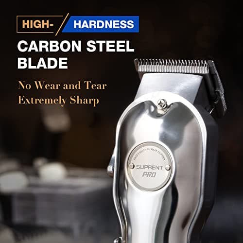 SUPRENT Tondeuse cheveux professionnelle-tondeuse barbe électrique, tondeuse à cheveux sans fil pour hommes/enfants/femmes, kit de toilettage, affichage LED, rechargeable(Argent)