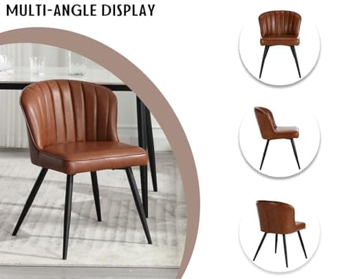 Wahson Chaises de Salle a Manger en Similicuir Lot de 2 Chaise Salle à Manger Moderne avec Coussin Épais Chaise de Cuisine avec Pied Métal, Chaise Cuir PU pour Salle à Manger/Restaurant, Marron