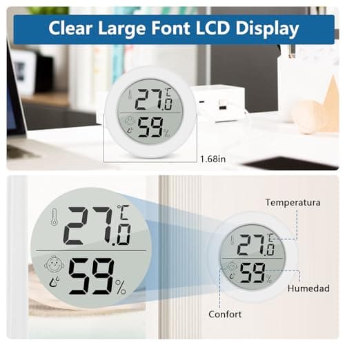 Lot Thermometre Interieur Maison, 2 Pièces Mini LCD Digital Thermometre Hygrometre Barometre Interieur, Mesure Precision Mural Petit Thermomètre d'intérieur pour Chambre Bebe, Culture and Cave, Blanc
