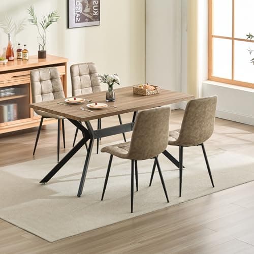 LEWE Chaises de Salle à Manger Set de 6,Tissu Technologique Chaise de Salle à Manger Chaise de Cuisine Chaise Rembourrée Chaise Design avec Dossier,pour Salle à Manger, Salon, Cuisine
