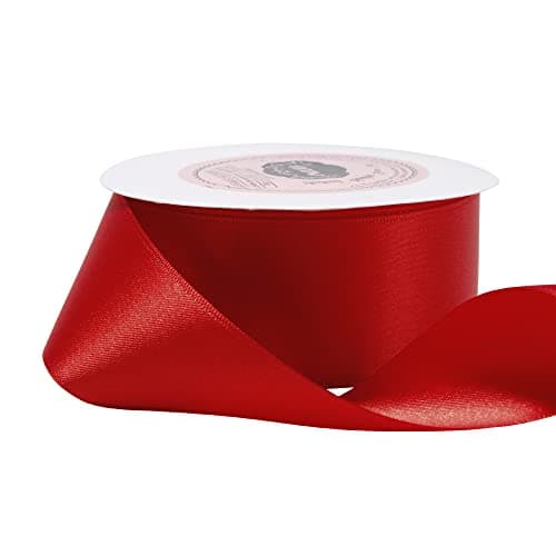 VATIN Ruban Satin 38mm x 25m Double face éclat satin Rouge Ruban décoratif pour mariage, baptême et anniversaire