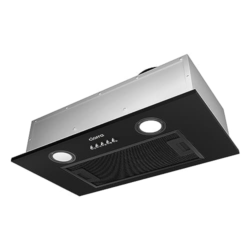 Ciarra Hotte Aspirante Encastrée - Hotte de Cuisine Intégrée - 300 m3/h - 52cm - Evacuation ou Recyclage - Filtre Charbon NON Inclus - 3 Vitesses - LED Eclairage - Noir - CBCB5913A