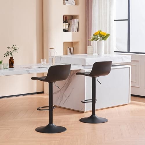 YOUNIKE Tabouret Bar Chaises Haute de Bar Assise Tabouret d'îlot Central Cuisine Siege Bar Lot de 2 Industriel Moderne Reglable Rotation Metal Pivotante Noir