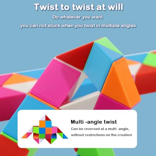 EACHHAHA Serpent Magique Puzzle de Serpent 48 Blocs-Magic Snake Cube-Cube de Serpent Magique-Faveurs de Fête d'anniversaire pour Enfants(Multicolor*1)
