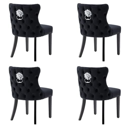 Wahson Lot de 4 Chaises Salle à Manger en Velour Chaise de Cuisine Moderne en Pieds Bois Massif, Chaises de Salon Rembourrées Cuisine/Salon/Restaurant,Bleu