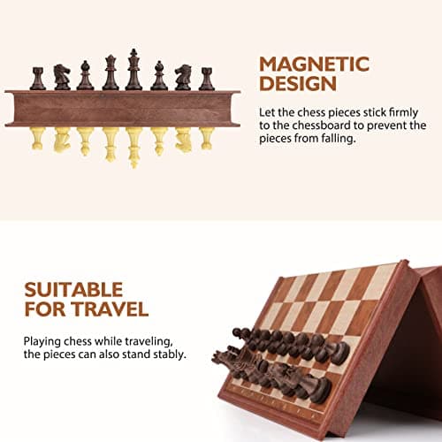 Peradix Jeu déchecs et Dames 2 en 1, Echiquier Magnétiques, Echec Pliable de Voyage, Echecs Chess Board Jeux Plateau et Les Morceaux pour Enfants et Adultes (25×25 CM)