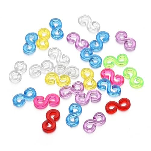 Bkemkri Lot de 500 Clips en S Colorés, Connecteurs en Plastique, Fermoirs pour Loom, Fermoirs en Plastique Multicolores Loom Bands en S, Accessoires de Bijoux, pour Bracelet Collier Tricot, DIY