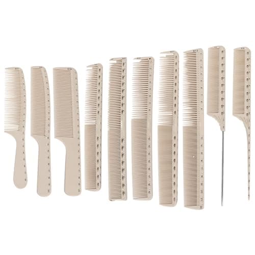 Lot de 10 Peignes Professionnels de Coiffure, Peigne en Fibre de Carbone avec échelle, Brosse à Cheveux Antistatique Résistante à la Chaleur, pour Salon de Coiffure ou Fournitures de Maison