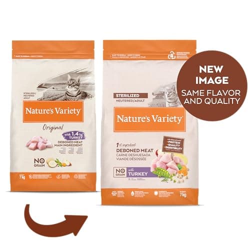 Nature's Variety Original No Grain - Croquettes pour Chats Adultes Stérilisés - Sans céréales avec Dinde déssossé - 7kg
