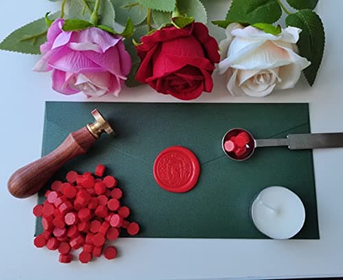 400 Pièces Perles de Cire à Cacheter pour Sceau de Cire, Perles de Sceau de Cire PORXFLY Idéales pour les Invitations de Mariage,les Enveloppes de Cartes (Rouge)
